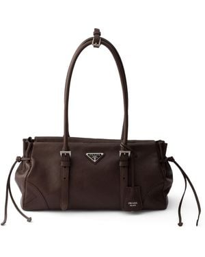 Prada Medium Antiqued Leather Bonnie Shoulder Bag - Black