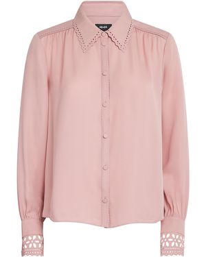 ME+EM Silk Broderie Anglaise-Trim Shirt - Pink