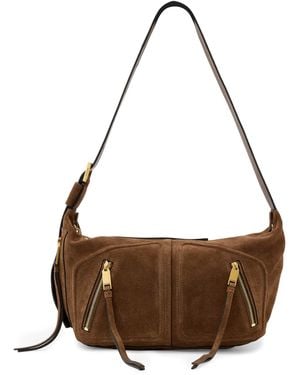AllSaints Suede Jean Rey Shoulder Bag - Brown