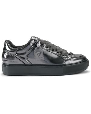 Kurt Geiger Metallic Leather Southbank Tag Sneakers - Black