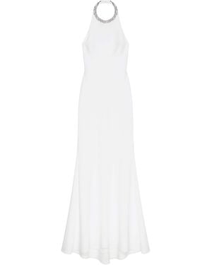 Givenchy Satin Embellished Halterneck Dress - White