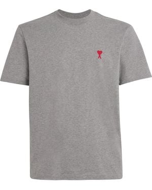 Ami Paris Cotton Logo T-Shirt - Grey
