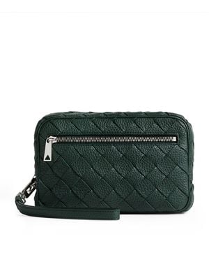 Bottega Veneta Small Leather Intrecciato Pouch - Green