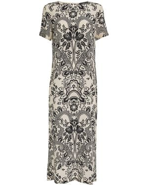 Weekend by Maxmara Silk Crepe De Chine Printed Midi Dress - White