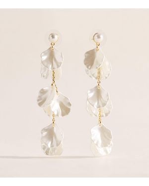 Self-Portrait Faux Pearl Petal Drop Earrings - Natural