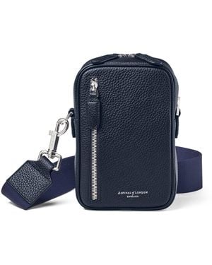 Aspinal of London Leather Reporter North South Cross-Body Bag - Blue