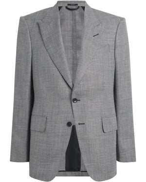 Tom Ford Wool-Blend Herringbone Shelton Blazer - Gray