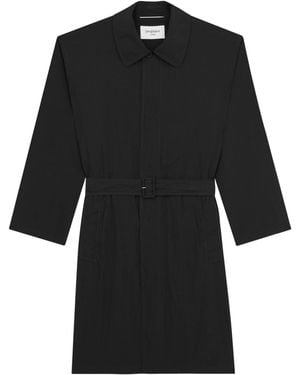 Saint Laurent Water-Repellent Trench Coat - Black