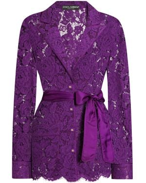 Dolce & Gabbana Lace Floral Shirt - Purple