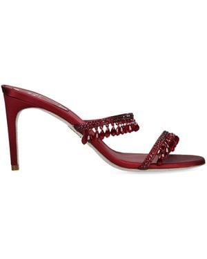 Rene Caovilla Satin Chandelier Mules 80 - Red