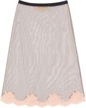 Valentino Jersey Sheer Midi Skirt - Brown