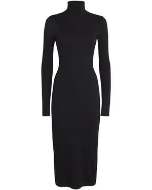 Colombo Kid Wool High-Neck Midi Dress - Black