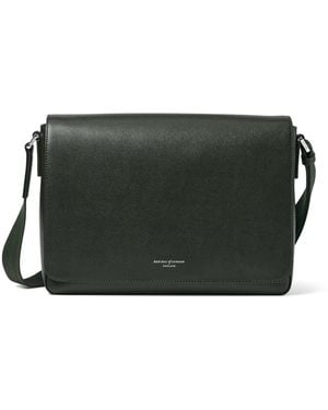 Aspinal of London Leather Reporter Messenger Bag - Black