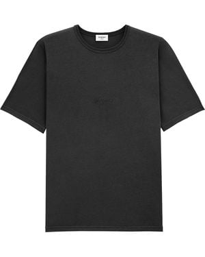 Saint Laurent Washed Cotton T-Shirt in Black for Men | Lyst