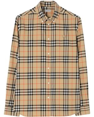 Burberry Cotton Check Shirt - Natural