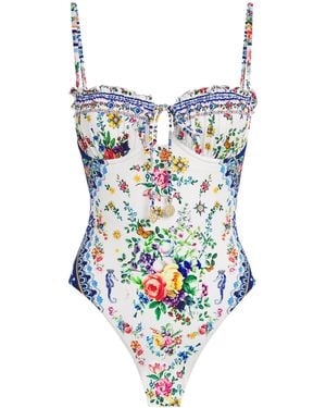 CAMILLA Tiles Darls Ruched Underwire Swimsuit - White