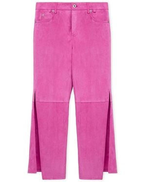 Loewe X Paula's Ibiza Suede Split-Leg Flared Trousers - Pink