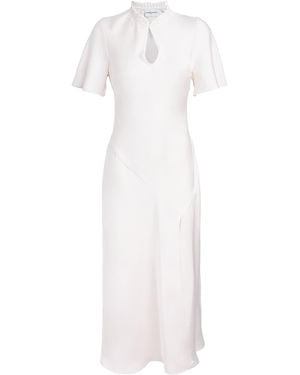 Claudie Pierlot Satin Short-Sleeve Maxi Dress - White