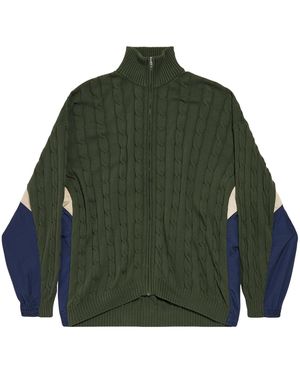 Balenciaga Cotton Knitted Logo Cardigan - Green