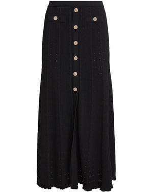Sandro Knitted Button-Front Maxi Skirt - Black
