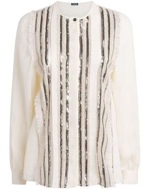 Kiton Linen Sequinned Shirt - White