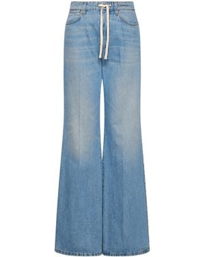 Marella Drawstring High-Rise Wide-Leg Jeans - Blue