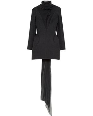 McQueen Tweed Tie-Neck Mini Dress - Black