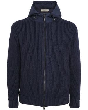 Canali Wool Cable-Knit Jacket - Blue