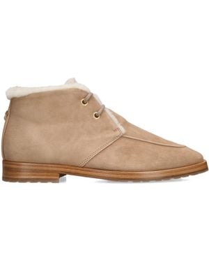Bougeotte Suede Shearling-Lined Boots - Brown