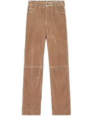 Loewe Frayed Leather Trousers - Natural