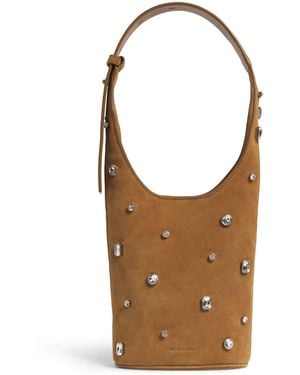 Veronica Beard Suede Embellished Loop Shoulder Bag - Brown
