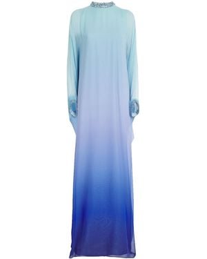 Pamella Roland Chiffon Embellished Gown - Blue