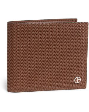 Giorgio Armani Calf Leather Embossed Bifold Wallet - Brown