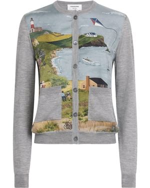 Thom Browne Cashmere-Silk-Blend Nantucket Cardigan - Blue