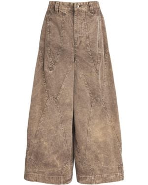 IM MEN Cotton Elements Wide-Leg Pants - Brown