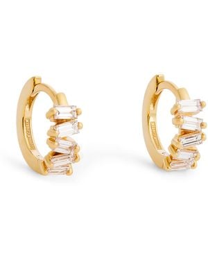Suzanne Kalan And Diamond Bold Huggie Earrings - Metallic
