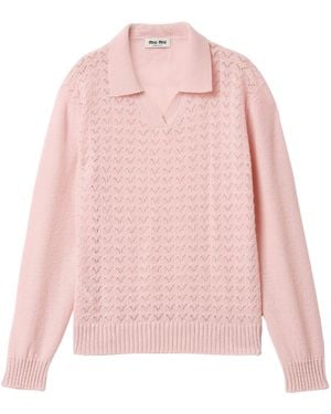 Miu Miu Cashmere Openwork Jumper - Pink
