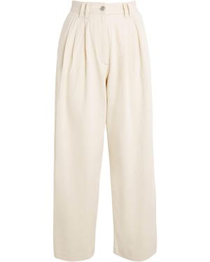 Claudie Pierlot Pleated High-Rise Wide-Leg Jeans - White