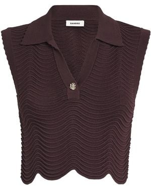 Sandro Knitted Crop Top - Red
