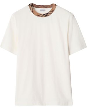Burberry Check-Trim T-Shirt - Natural