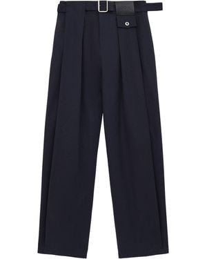 Loewe Cotton-Silk Gabardine Belted Trousers - Blue