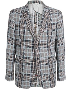 Thom Browne Cotton Tweed Check Blazer - Grey