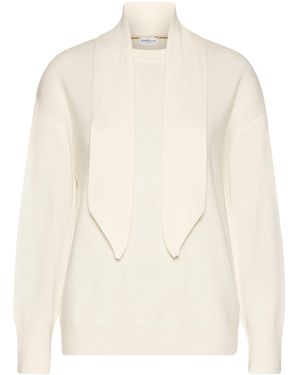 Marella Wool-Cashmere Scarf-Detail Jumper - White