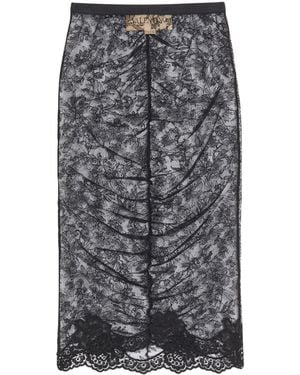 Valentino Lace Ruched Skirt - Grey