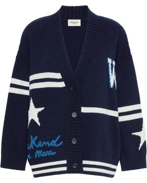Weekend by Maxmara Virgin Wool Stripe Cardigan - Blue