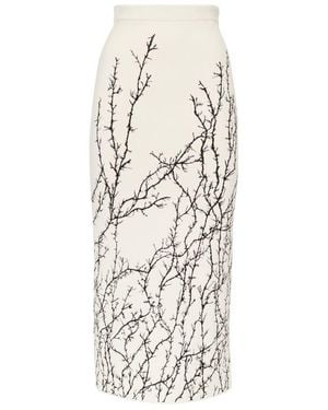 McQueen Thorn Branches Midi Skirt - White