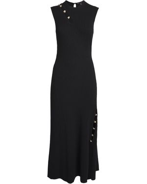 Maje Rib-Knit Cutaway Maxi Dress - Black