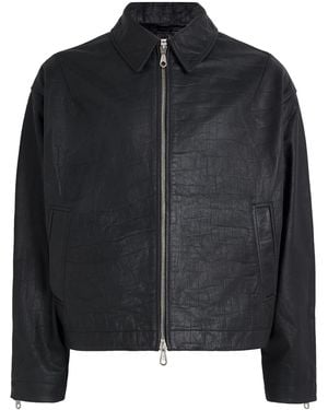 Cole Buxton Croc-Embossed Leather Jacket - Black