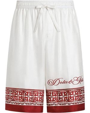 Dolce & Gabbana Silk Printed Shorts - Red