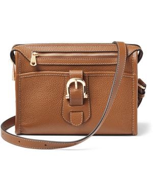 Aspinal of London Small Leather Bella Cross-Body Satchel - Brown